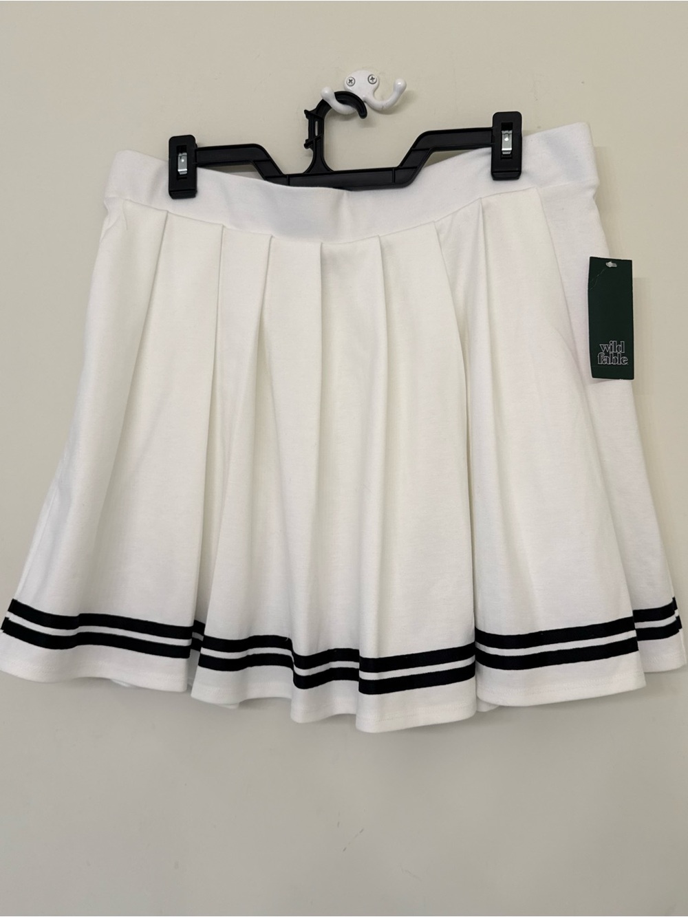 wild fable White Circle Skirt with Black Double Stripe Hem